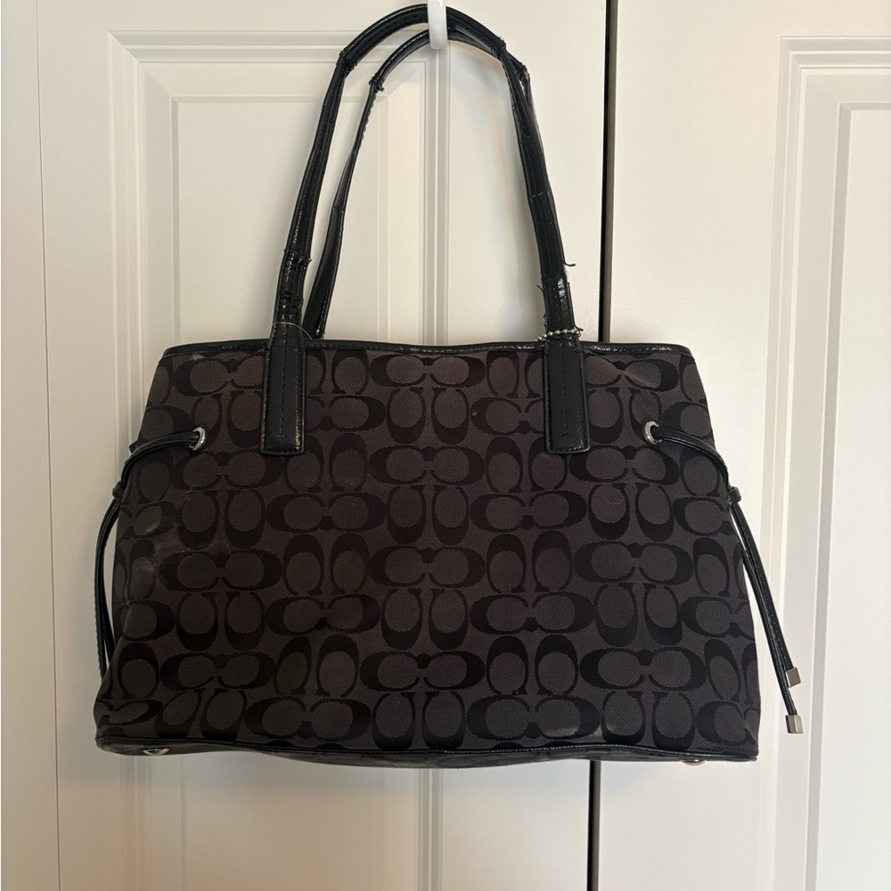 Coach Black Signature Python Stripe Carryall Shou… - image 6